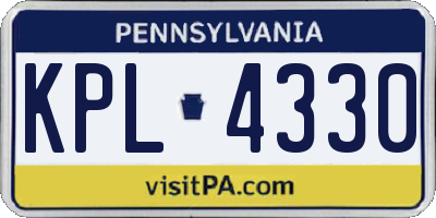 PA license plate KPL4330
