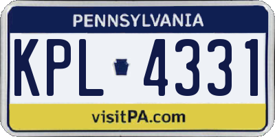 PA license plate KPL4331