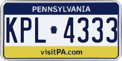 PA license plate KPL4333