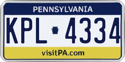 PA license plate KPL4334