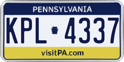 PA license plate KPL4337