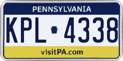 PA license plate KPL4338