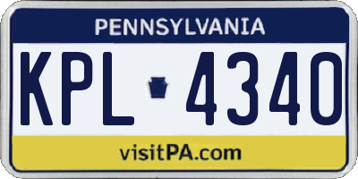 PA license plate KPL4340