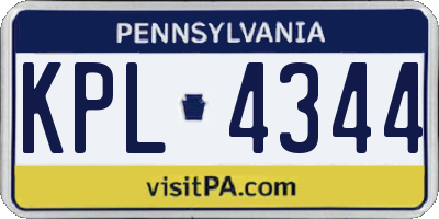 PA license plate KPL4344