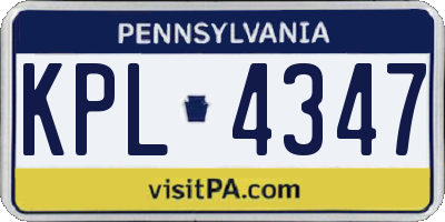 PA license plate KPL4347
