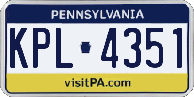 PA license plate KPL4351