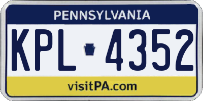 PA license plate KPL4352