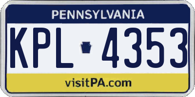PA license plate KPL4353