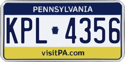PA license plate KPL4356