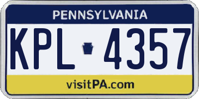 PA license plate KPL4357