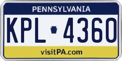 PA license plate KPL4360