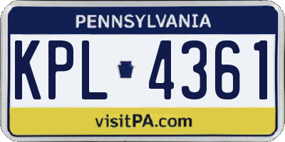 PA license plate KPL4361