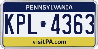 PA license plate KPL4363