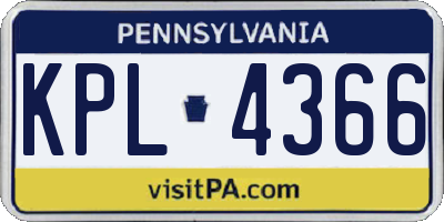PA license plate KPL4366