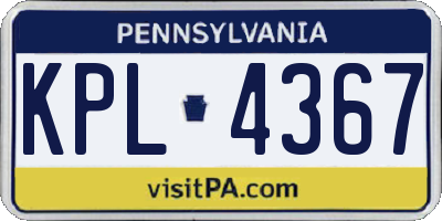 PA license plate KPL4367