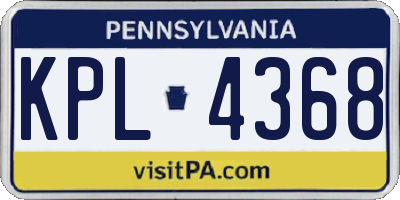 PA license plate KPL4368