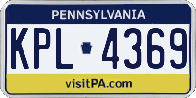 PA license plate KPL4369