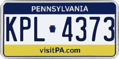 PA license plate KPL4373