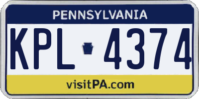 PA license plate KPL4374