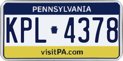 PA license plate KPL4378