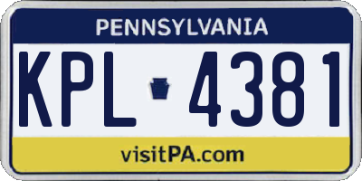 PA license plate KPL4381