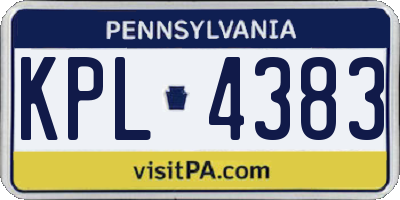 PA license plate KPL4383