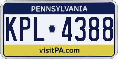 PA license plate KPL4388