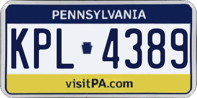 PA license plate KPL4389