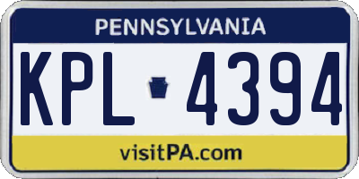 PA license plate KPL4394