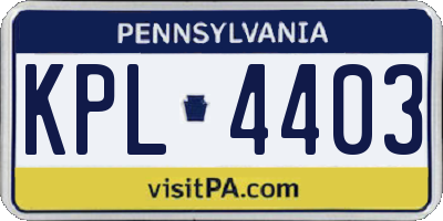 PA license plate KPL4403