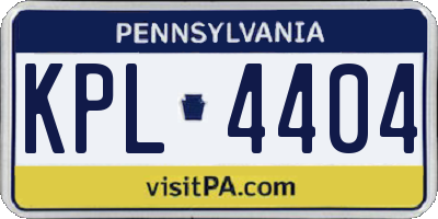 PA license plate KPL4404
