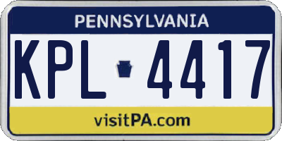PA license plate KPL4417