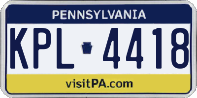 PA license plate KPL4418