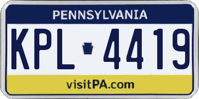 PA license plate KPL4419