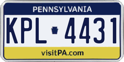PA license plate KPL4431