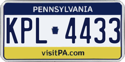 PA license plate KPL4433