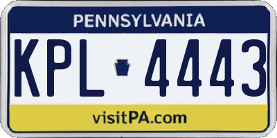 PA license plate KPL4443
