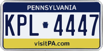 PA license plate KPL4447
