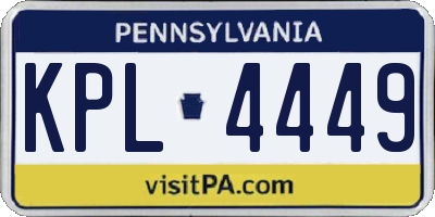 PA license plate KPL4449