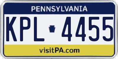 PA license plate KPL4455