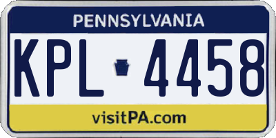 PA license plate KPL4458
