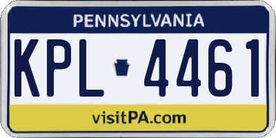 PA license plate KPL4461