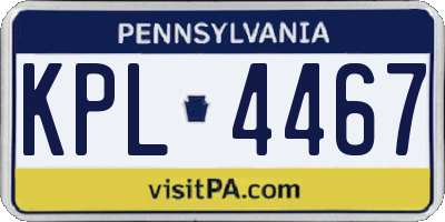 PA license plate KPL4467
