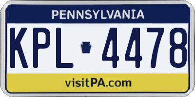 PA license plate KPL4478