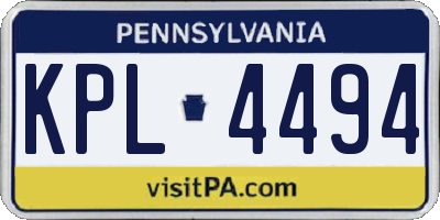 PA license plate KPL4494