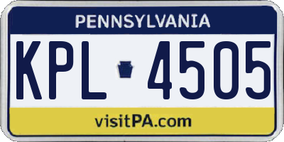 PA license plate KPL4505