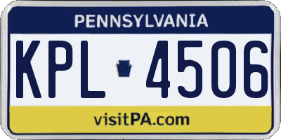PA license plate KPL4506