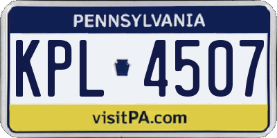 PA license plate KPL4507