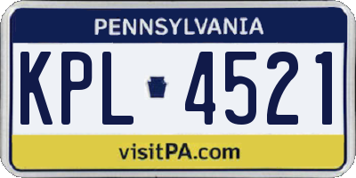 PA license plate KPL4521