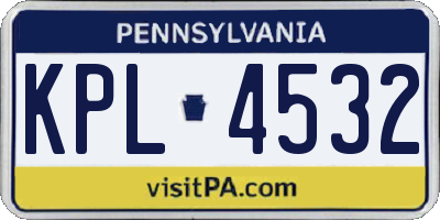 PA license plate KPL4532